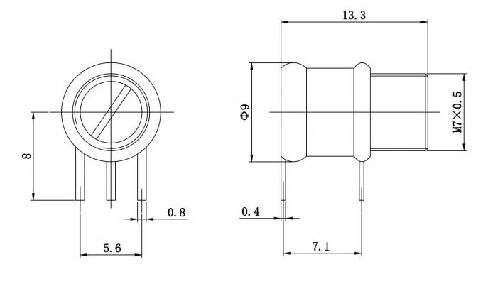 CWSW26T10.2 Trimmer εμβόλων αέρα διηλεκτρικός πυκνωτής 1.5-10pF 1500VDC